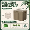 image:imageDevoko 29 Gallon Deck Box Waterproof Resin Outdoor Storage Box  Lockable and UV Resistant for Patio Furniture Garden ToolsLight Brown