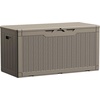 image:imageDevoko 29 Gallon Deck Box Waterproof Resin Outdoor Storage Box  Lockable and UV Resistant for Patio Furniture Garden ToolsLight Brown