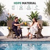 image:imageDevoko Folding Adirondack Chair HDPE AllWeather Outdoor Patio Chair  with Cup Holder High Back and Wide Armrest Fire Pit Chairs Recliner Foldable for Patio Poolside Deck 1 Navy BlueWood Brown