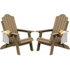 image:imageDevoko Folding Adirondack Chair HDPE AllWeather Outdoor Patio Chair  with Cup Holder High Back and Wide Armrest Fire Pit Chairs Recliner Foldable for Patio Poolside Deck 1 Navy BlueWood Brown