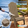 image:imageDevoko Folding Adirondack Chair HDPE AllWeather Outdoor Patio Chair  with Cup Holder High Back and Wide Armrest Fire Pit Chairs Recliner Foldable for Patio Poolside Deck 1 Navy BlueWood Brown