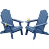 image:imageDevoko Folding Adirondack Chair HDPE AllWeather Outdoor Patio Chair  with Cup Holder High Back and Wide Armrest Fire Pit Chairs Recliner Foldable for Patio Poolside Deck 1 Navy BlueNavy Blue