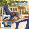 image:imageDevoko Folding Adirondack Chair HDPE AllWeather Outdoor Patio Chair  with Cup Holder High Back and Wide Armrest Fire Pit Chairs Recliner Foldable for Patio Poolside Deck 1 Navy BlueNavy Blue