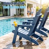 image:imageDevoko Folding Adirondack Chair HDPE AllWeather Outdoor Patio Chair  with Cup Holder High Back and Wide Armrest Fire Pit Chairs Recliner Foldable for Patio Poolside Deck 1 Navy BlueNavy Blue