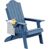 image:imageDevoko Folding Adirondack Chair HDPE AllWeather Outdoor Patio Chair  with Cup Holder High Back and Wide Armrest Fire Pit Chairs Recliner Foldable for Patio Poolside Deck 1 Navy BlueNavy Blue