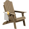 image:imageDevoko Folding Adirondack Chair HDPE AllWeather Outdoor Patio Chair  with Cup Holder High Back and Wide Armrest Fire Pit Chairs Recliner Foldable for Patio Poolside Deck 1 Navy BlueWood Brown