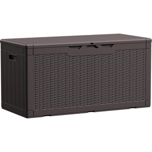 image:imageDevoko 29 Gallon Deck Box Waterproof Resin Outdoor Storage Box  Lockable and UV Resistant for Patio Furniture Garden ToolsDark Brown