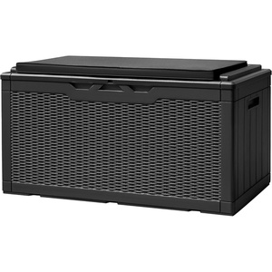 image:imageDevoko 185 Gallon Deck Box Resin Outdoor Storage Box WaterproofBlack
