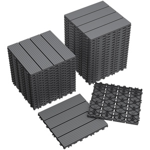 image:imageDevoko Plastic Interlocking Deck Tiles 44 Pack Patio Flooring TilesDark Gray